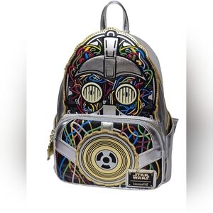 Loungefly Star Wars C3PO Glow Dark Mini Backpack NWT Sold Out Metallic